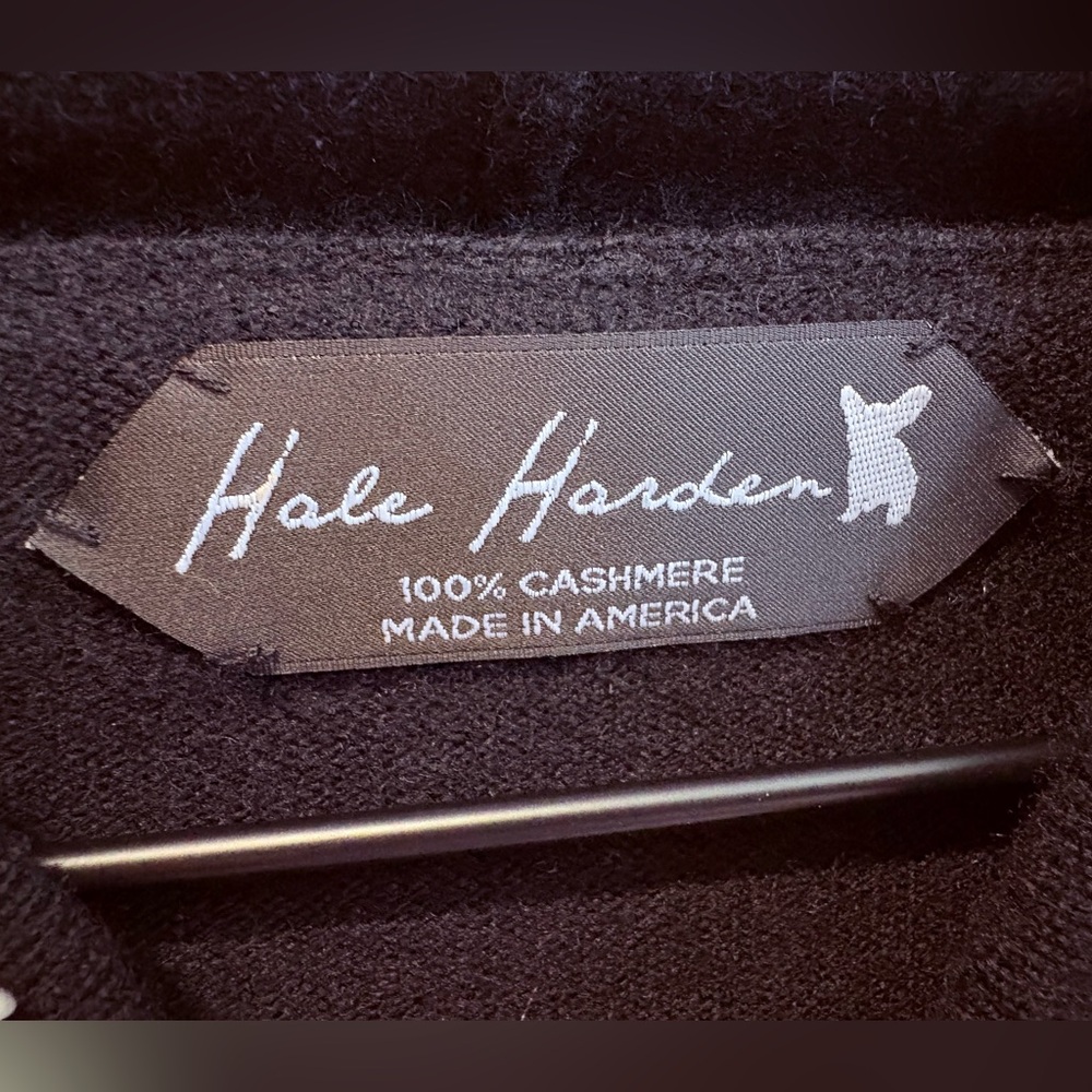 Hale Harden Cashmere Black Full Zip Hoodie Sweater Quiet Luxury Made in USA Sz M - Picture 3 of 15